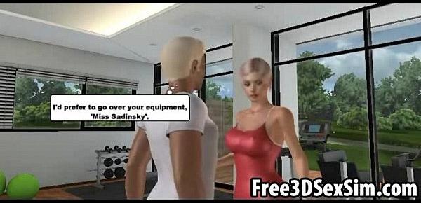 Sexy 3D cartoon honey motivates her man to work out